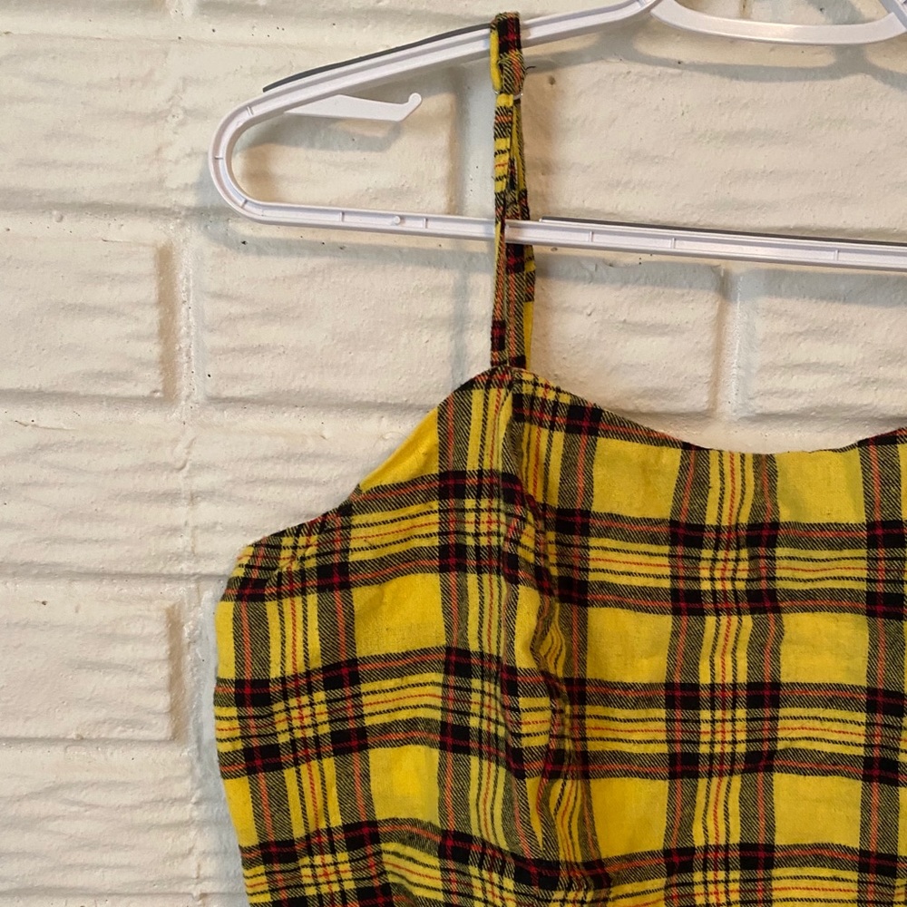 Yellow Plaid Crop Cami
